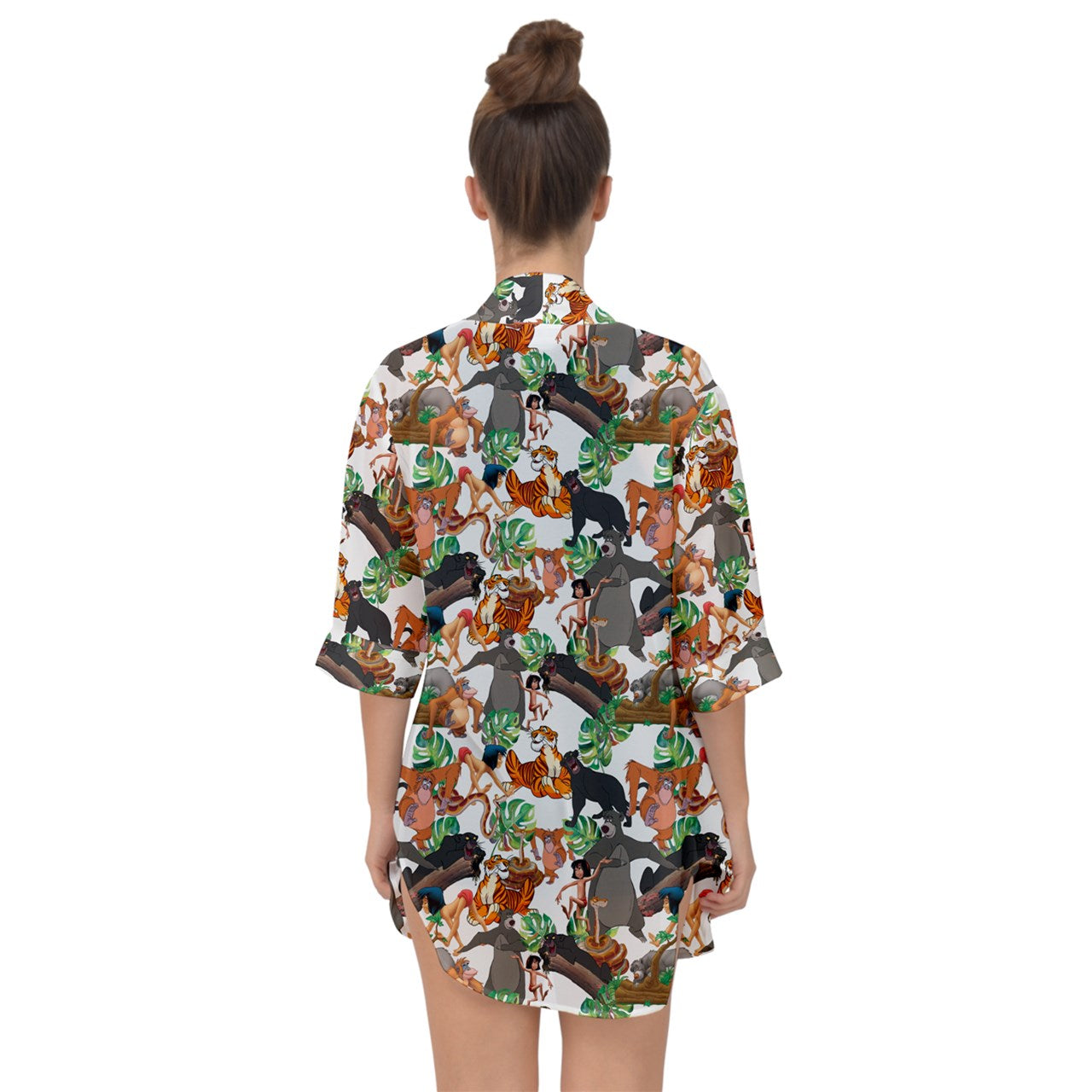 Jungle Pals on White Chiffon Kimono