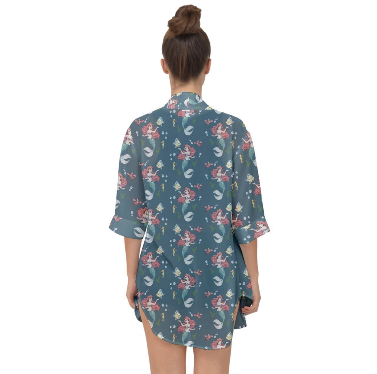 Teal Mermaid and Friends Chiffon Kimono