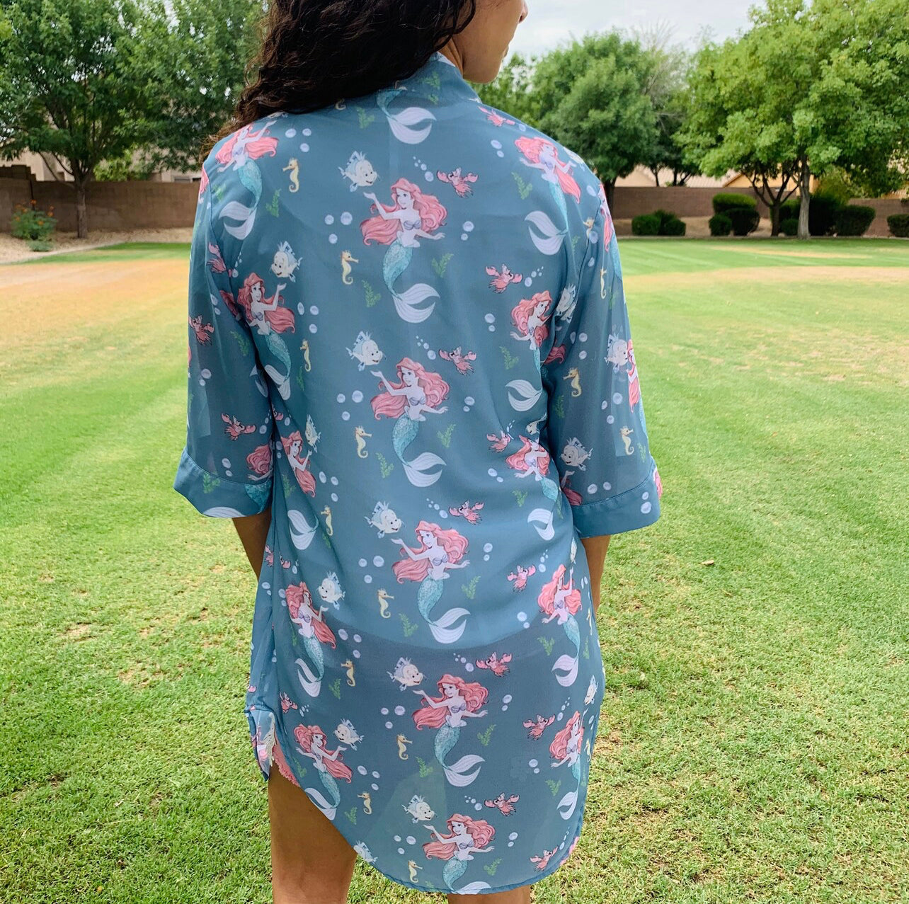 Teal Mermaid and Friends Chiffon Kimono